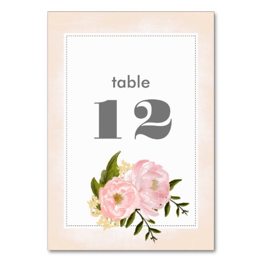 Numéro De Table Mariage d'aquarelle rose pâle (Par défaut)