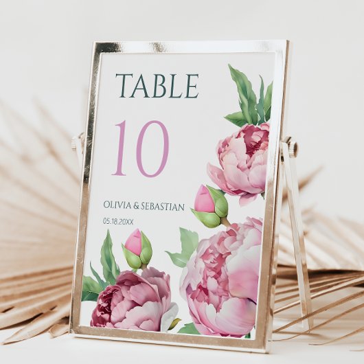 Numéro De Table Mariage d'aquarelle rose pâle