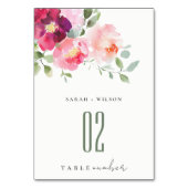 Numéro De Table Mariage d'aquarelle Rose rose-bleu (Dos)