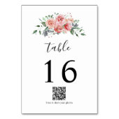 Numéro De Table Mariage d'aquarelle rose rose élégant QR Code (Par défaut)