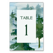 Numéro De Table Mariage d'aquarelle Rustic Mountain Forest (Dos)