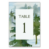 Numéro De Table Mariage d'aquarelle Rustic Mountain Forest (Dos)
