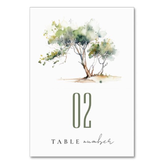 Numéro De Table Mariage d'arbre botanique simple minimal (Dos)