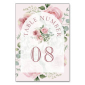Numéro De Table Mariage d'arc rose pâle à fleurs d'Eucalyptus (Dos)