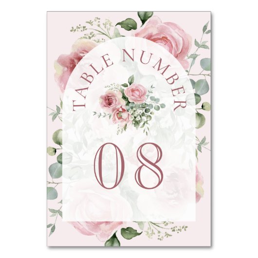 Numéro De Table Mariage d'arc rose pâle à fleurs d'Eucalyptus (Par défaut)