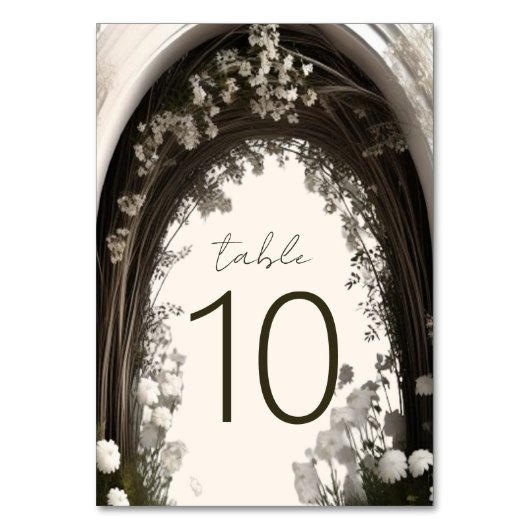 Numéro De Table Mariage d'arche botanique romantique (Dos)