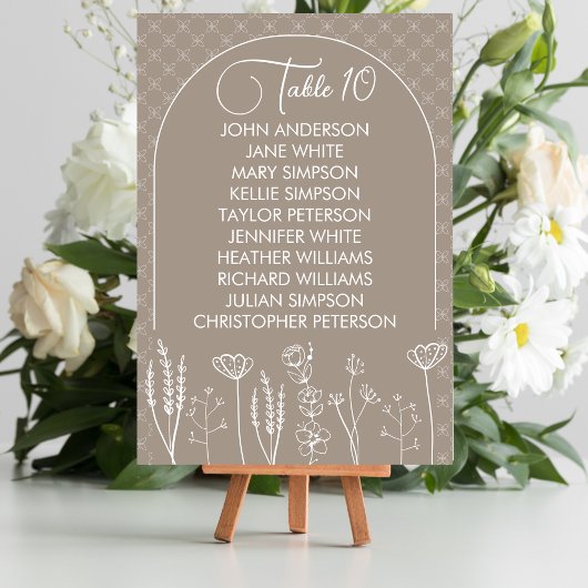 Numéro De Table Mariage d'arche de Bohême Fleur sauvage beige