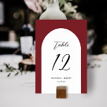 Numéro De Table Mariage d'arche minimaliste élégant | Numéro de ta<br><div class="desc">Ces cartes de numéro de table mariage,  simples et élégantes,  présentent une forme d'arc en blanc sur un arrière - plan de couleur personnalisé (en rouge). Ils se coordonnent parfaitement avec nos produits Elegant Vintage Winter Florals. Facile à personnaliser pour votre mariage ou autre occasion spéciale.</div>
