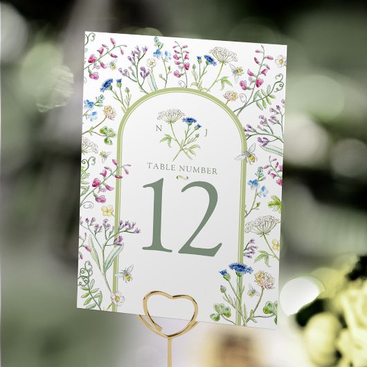 Numéro De Table mariage d'art de l'aquarelle florale de prairie fl