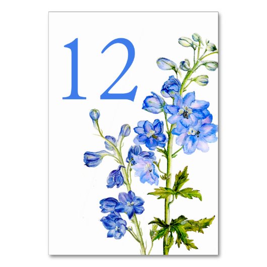 Numéro De Table Mariage d'art en delphinium bleu chiffres de table (Dos)