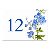 Numéro De Table Mariage d'art floral de delphinium bleu (Devant)
