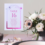 Numéro De Table Mariage d'astronomie de Lavande rose de Lavande<br><div class="desc">Mystical Lavender Pink Sun Moon Astronomy Mariage Numéros de table Avec des noms d'hôtes dispose d'un soleil, lune et étoiles violet et rose sur un arrière - plan pastel lavande. À l'intérieur, vous trouverez votre numéro de table avec les noms des invités. Personnalisez en modifiant le texte dans les zones...</div>