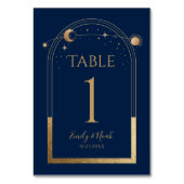 Numéro De Table Mariage d'astronomie Mystical Blue Gold Sun Moon (Par défaut)