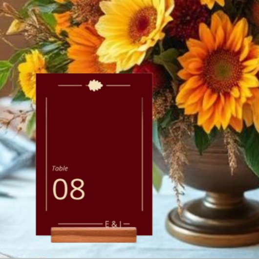 Numéro De Table Mariage d'automne en Bourgogne