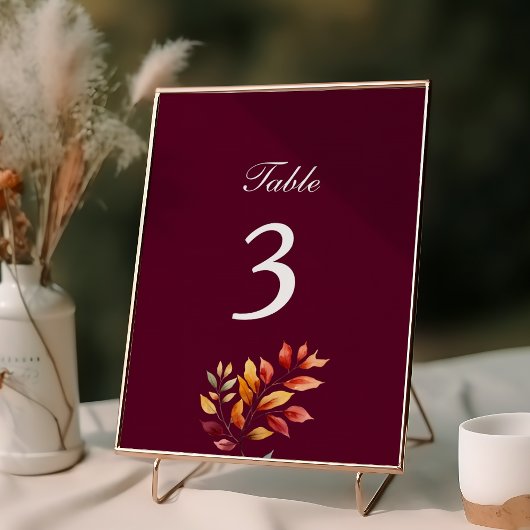 Numéro De Table Mariage d'automne en Bourgogne