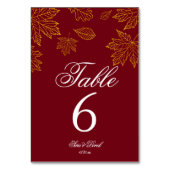 Numéro De Table Mariage d'automne en Bourgogne et feuilles d'or (Par défaut)