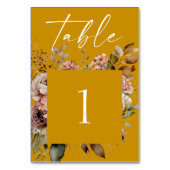 Numéro De Table Mariage d'automne jaune moutarde profond | Bohème (Dos)