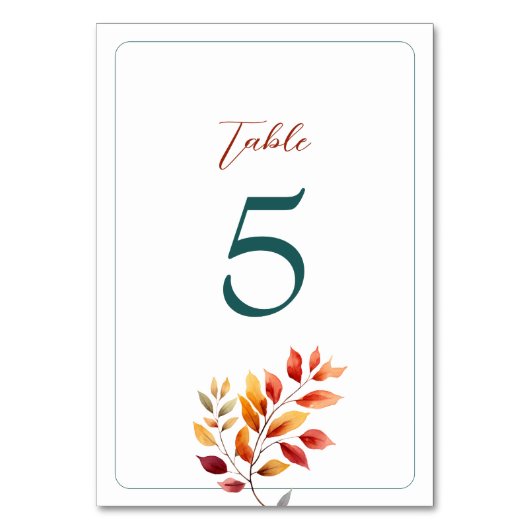 Numéro De Table Mariage de automne Boho (Dos)