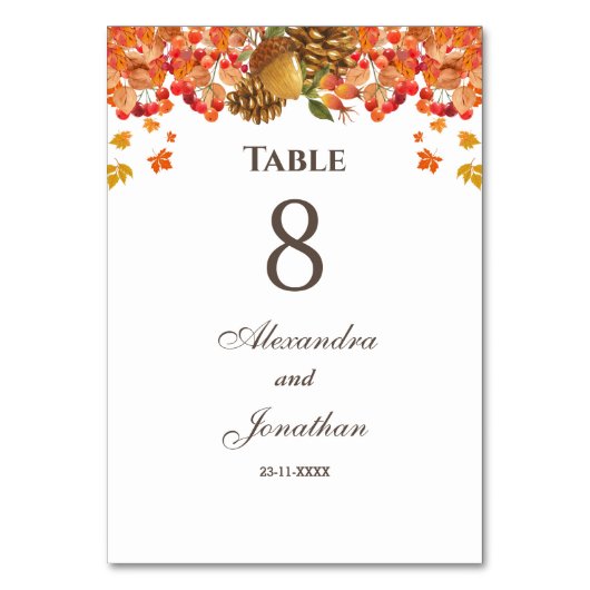 Numéro De Table Mariage de automne d'automne rustique (Par défaut)
