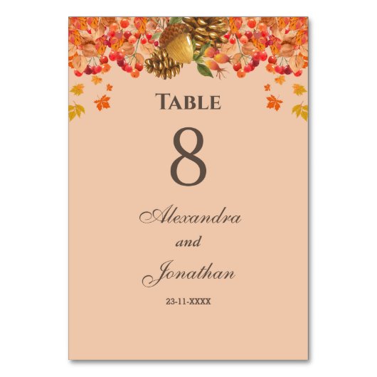 Numéro De Table Mariage de automne d'automne rustique (Par défaut)