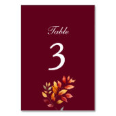 Numéro De Table Mariage de automne de Bourgogne (Dos)