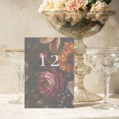 Numéro De Table Mariage de automne de fleurs baroques Moody foncé