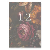 Numéro De Table Mariage de automne de fleurs baroques Moody foncé (Dos)