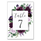Numéro De Table Mariage de automne de pivoine gris violet gris arg (Dos)