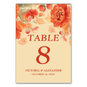 Numéro De Table Mariage de automne Floral Orange Brûlé (Par défaut)