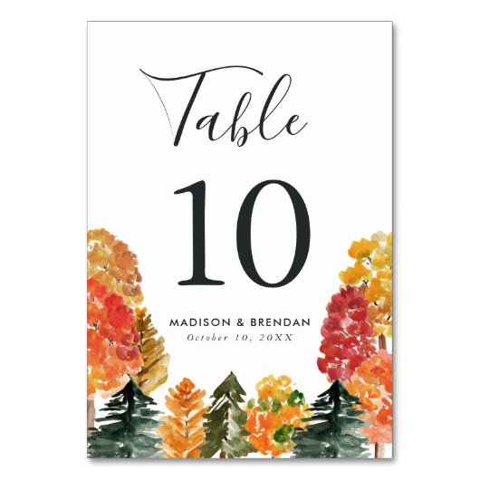 Numéro De Table Mariage de automne forestier rustique d'automne (Dos)