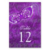 Numéro De Table Mariage de balle mardi Gras en argent violet (Dos)