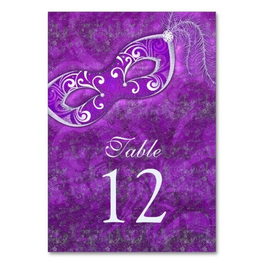 Numéro De Table Mariage de balle mardi Gras en argent violet (Par défaut)