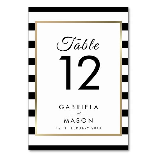 Numéro De Table Mariage de bande classique | Faux Gold Foil (Par défaut)