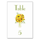 Numéro De Table Mariage de beauté de tournesol rustique (Dos)