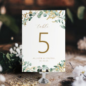 Numéro De Table Mariage de boho d'or de l'eucalyptus rustique