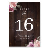 Numéro De Table Mariage de bois rustique mauve et mûrier (Dos)