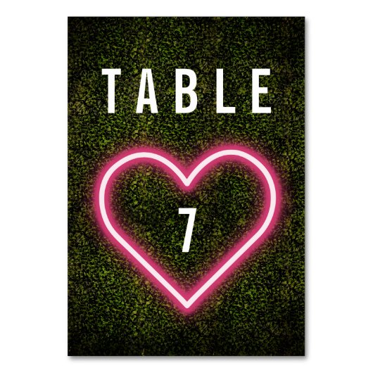 Numéro De Table Mariage de boîte de nuit Neon Heart (Par défaut)