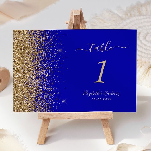 Numéro De Table Mariage de bord Royal Blue Gold Parties scintillan