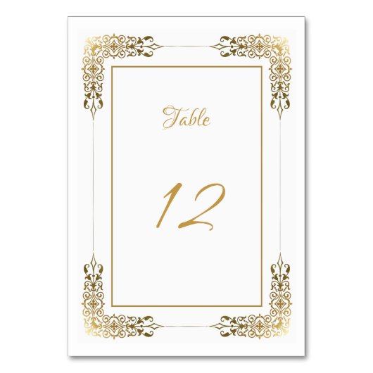 Numéro De Table Mariage de bordure en or décoratif (Par défaut)