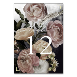 Numéro De Table Mariage de bouquet Smokey Dark Rose