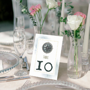 Numéro De Table Mariage de boussole marine vintage
