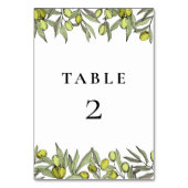 Numéro De Table Mariage de branche Olive moderne (Dos)
