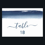 Numéro De Table Mariage de brosse couleur bleu marine<br><div class="desc">Numéro de table mariage moderne et créatif avec un design simple avec un trait d'aquarelle bleu marine artistique en haut avec le mot,  "table" dans un script manuscrit avec des swashes et le numéro ci-dessous,  sur un arrière - plan blanc. Ajoutez chaque numéro de table à votre panier individuellement.</div>
