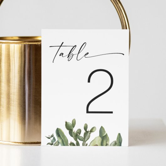 Numéro De Table Mariage de cactus aquarelle | Élégant désert moder