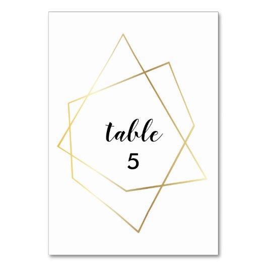 Numéro De Table Mariage de cadre d'or géométrique moderne (Par défaut)