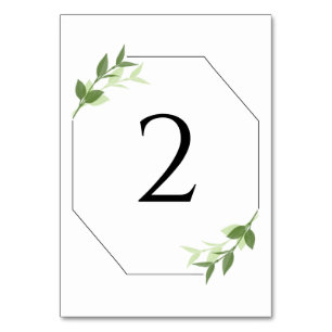 Numéro De Table Mariage de cadre Feuilles de jardin verdoyant