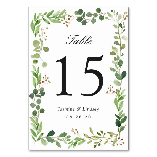 Numéro De Table Mariage de cadre frontalier Feuille de feuillage v (Dos)