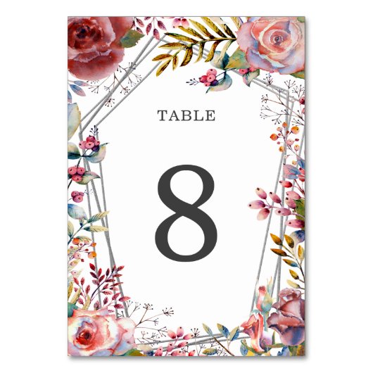 Numéro De Table Mariage de cadre géométrique flou (Dos)