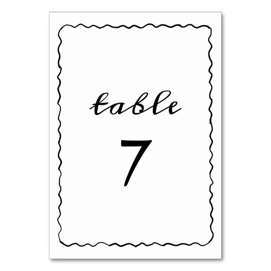 Numéro De Table Mariage de cadre Whimsical noir et blanc simple (Par défaut)