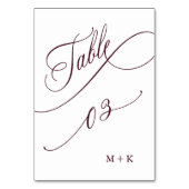 Numéro De Table Mariage de calligraphie de luxe de Bourgogne numér (Dos)